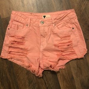 Pink High Waisted Jean Shorts